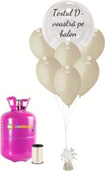 Personal Set personalizat de petrecere cu heliu latte - Balon transparent 16 buc