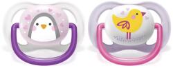 Philips Залъгалки Philips Avent - Ultra Air, с декорация Пингвин и птица с кутия за стерилизиране, 0-6 m, 2 броя (00A.0518.006)