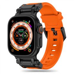 Techsuit Curea pentru Apple Watch 1/2/3/4/5/6/7/8/9/SE/SE 2/Ultra/Ultra 2 (42/44/45/49mm) - Techsuit Watchband (W064) - Titanium Black Orange (KF2335573) - casacuhuse