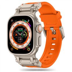 Techsuit Curea pentru Apple Watch 1/2/3/4/5/6/7/8/9/SE/SE 2/Ultra/Ultra 2 (42/44/45/49mm) - Techsuit Watchband (W064) - Titanium Silver Orange (KF2335574) - casacuhuse