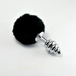 Lovetoy Spiral pompon metal plug black - 18shop