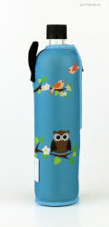 Doras Üvegkulacs világoskék színű, bagoly mintás neoprén huzattal