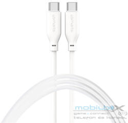 4smarts High FlexUSB-C / USB-C Szilikon töltő- és adatkábel, 60W 1.5m, fehér