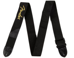 Fender Logo Strap Black/Yellow gitárheveder - sárga felirattal