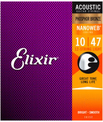 Elixir 16152 NanoWeb Light Acoustic foszforbronz 10-47 (12-húros)
