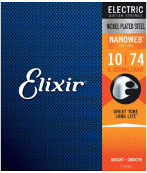 Elixir 12062 NanoWeb 8-String Light Electric 10-74 (8-húros)
