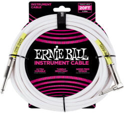 Ernie Ball 6047 egyenes-pipa jack hangszerkábel - 6 méter - fehér
