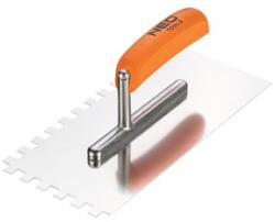 Neo 50-164 acél simító, fogazott, rozsdamentes, 270x128mm, 10x10x10mm, fa markolat (50-164)