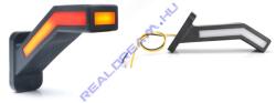 WAS W168.6DD tipuscsalád. 1259P. JOBB oldali 12-24V, -os NEON LED, -es 5 funkciós (Lásd: WAS0370 ) masszív hajlított gumiágyas szélességjelző. Méretei: Talp: 100x58mm. Legnagyobb kinyúlás: 185mm. Felfogat