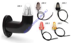 WAS ! ! ! AKCIÓ! ! ! a készlet erejéig - Viking szélességjelző (fekete) 12/24V LED-es Piros/Fehér 90fokos rövid karos BAL oldal 150mm kinyúlás (538L(A)-W75.1) (538L(A)-W75.1) - jarmulampa