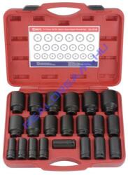 Genius Tools légkulcsfej készlet, metrikus, hosszú, 3/4", 21 darabos (DI-621M)