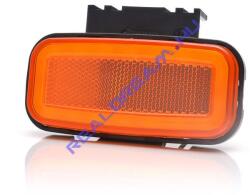WAS W199, -es tipuscsalád. 1402. Oldalsó (sárga) NEON Led, -es helyzetjelző lámpa, prizmával, felfogatási adapterrel. 12-24V, -os kivitel. Vízállóság: IP6K9K. Méretei: 117X56X42mm. 25 cm vezetékkel (1402-