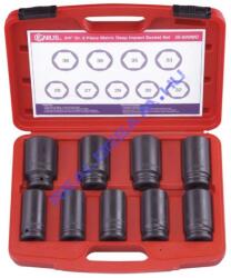 Genius Tools légkulcsfej készlet, metrikus, hosszú, 3/4", 9 darabos (IS-609MD)