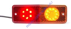 WAS Univerzális keskeny Hátsólámpa, 3 funkciós: helyzetj. +fék (LED-es), index (LED-es), 12-24V, 200x70mm, vast. : 62mm, csavartáv. : 90mm (487-W072) (487-W072ud)
