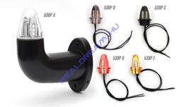 WAS ! ! ! AKCIÓ! ! ! a készlet erejéig - Viking szélességjelző (fekete) 12/24V LED-es Piros/Fehér 90fokos rövid karos JOBB oldal 150mm kinyúlás (538P(A)-W75.1) (538P(A)-W75.1)