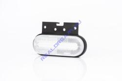 Fristom ! ! ! ÚJDONSÁG! ! ! - Szélességjelző 12-24V kerekített alakú Fehér LED-es +Tartó 126mm x 51mm (FT-70B+K LED) (FT-070B+K) - jarmulampa