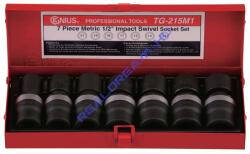 Genius Tools csuklós légkulcsfej készlet, metrikus 1/2", 7 darabos (TG-215M1)