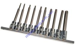 Genius Tools hosszú torx (külső) bit készlet crowa foglalatban, 3/8", 10 darabos (BS-310TL)