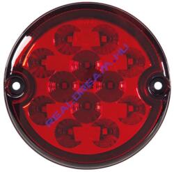 Dasteri Hátsólámpa kerek piros 12LED-es 2 funkciós (hj. +fék) 9-33V átm. : 95mm, vast. : 31mm, furattáv. : 80mm DSL-210STL (DSL-210STL) - jarmulampa