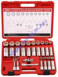 Genius Tools crowafej készlet, colos, hosszú és normál, 1/2", 34 darabos (DS-434S)