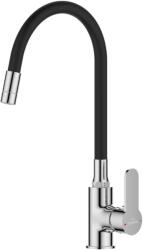 INVENA Xanthi SLIM 2F konyhai csaptelep, álló, flexibilis kifolyócsővel, 2 funkciós, fekete-króm (BZ-37-008-L)