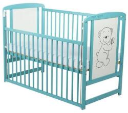 BabyNeeds Patut din lemn cu laterala culisanta BabyNeeds Timmi 120x60cm Mint + Saltea 12cm (BOTIM12CM03MIN)