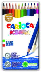 CARIOCA Creioane colorate CARIOCA Acquarell, hexagonale, 12 culori/cutie - cutie metalica (CA-42859) - vexio