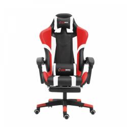 Herzberg Professzionális gaming szék, HERZBERG, piros/fekete, ökológiai bőr, 120 kg, lábtartó (HG-8083RED)