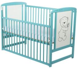 BabyNeeds - Patut din lemn Timmi 120x60 cm, cu laterala culisanta, Mint + Saltea 8 cm (BOTIM8CM03MIN) - mansarda-copiilor