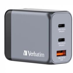 Verbatim 32201 GaN 2x USB-C / USB-A Hálózati Töltő - 65 W, Szürke (32201)