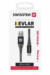 SWISSTEN Adatkábel Kevlár Usb/usb-c 1, 5 M Antracit (71541010)
