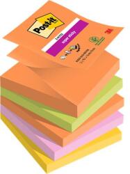 3M POSTIT Bloc de notițe autoadezive, "Z", 76x76 mm, 5x90 coli, 3M POSTIT "Super Sticky Boots", culori mixte 7100258789 (7100258789)