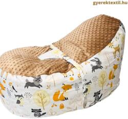  Baba babzsák biztonsági övvel -mese erdő barna minky