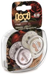 LOVI Lovi, I Love, suzeta dinamica din silicon, 6-18 luni, 2 buc