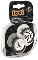 LOVI Lovi, Salt & Pepper, suzeta dinamica din silicon, 6-18 luni, 2 buc