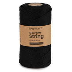  Loop'n craft 3mm macrame kifésülhető fonal 01 fekete