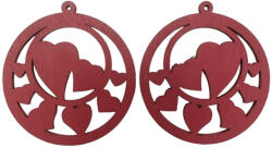 Fa szíves medál - piros 2db/cs