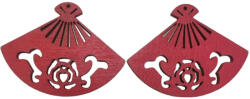Fa legyező alakú medál - piros 2 db/cs