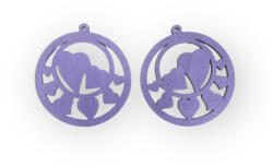  Fa szíves medál - lila 2 db/cs