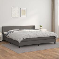 vidaXL szürke műbőr rugós ágy matraccal 200 x 200 cm (3130743)