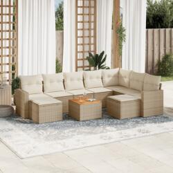 vidaXL 10 részes bézs polyrattan kerti ülőgarnitúra párnával (3256737) - vidaxl