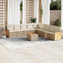 vidaXL 10 részes bézs polyrattan kerti ülőgarnitúra párnával (3260147)