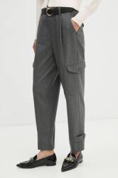 OUI pantaloni femei, culoarea gri, drept, high waist, 89345 9BYH-SPD14K_90Y