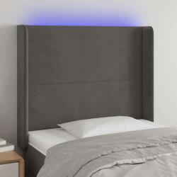 vidaXL Bársony LED Fejtámla - Sötétszürke - 93x128cm (3123805)