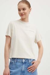 Tommy Jeans tricou din bumbac femei, culoarea bej PPYH-TSD03G_08X (DW0DW17376)