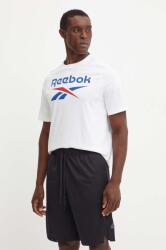 Reebok tricou din bumbac barbati, culoarea alb, cu imprimeu, 100071175 9BYH-TSM1A4_00X