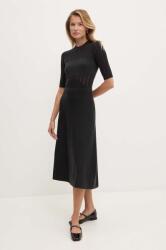 DKNY rochie din lana culoarea negru, midi, evazati, D2G4A155 9BYH-SUD0KF_99X