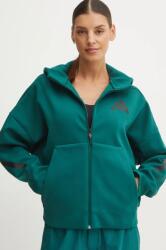 Adidas bluza ZNE femei, culoarea verde, cu glugă, cu imprimeu, JF8887 9BYH-BLD0SC_79X