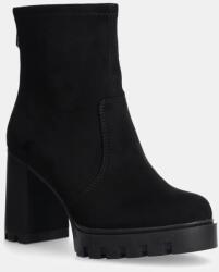 Calvin Klein Jeans botine HEEL PLATFORM ZIP BOOT SS femei, culoarea negru, cu toc drept, YW0YW01601 9BYH-OBD1E9_99X