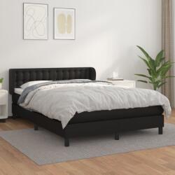 vidaXL fekete műbőr rugós ágy matraccal 140 x 190 cm (3127307)